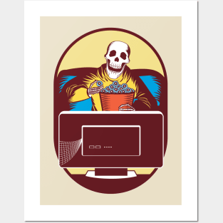 Skeleton watching TV Posters and Art